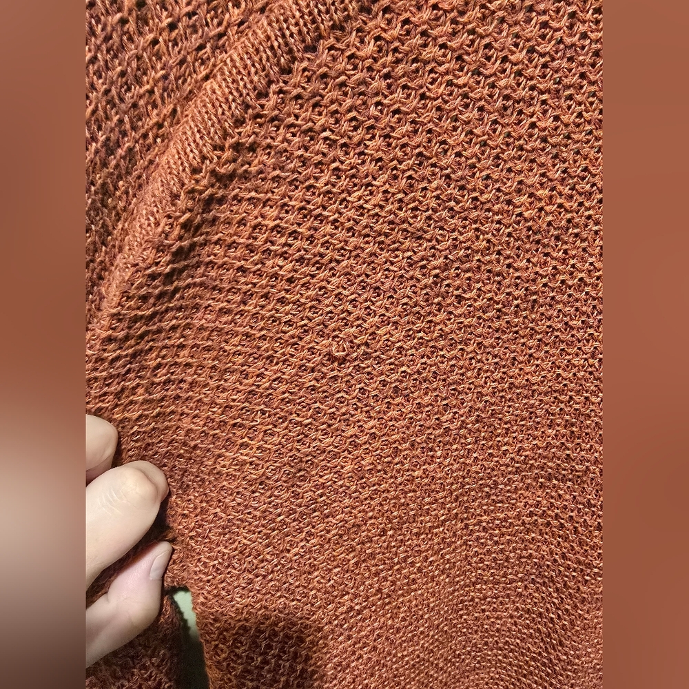 Able Organic Knit Brick Red Full Length Duster Open Cardigan Size Small - Picture 8 of 12